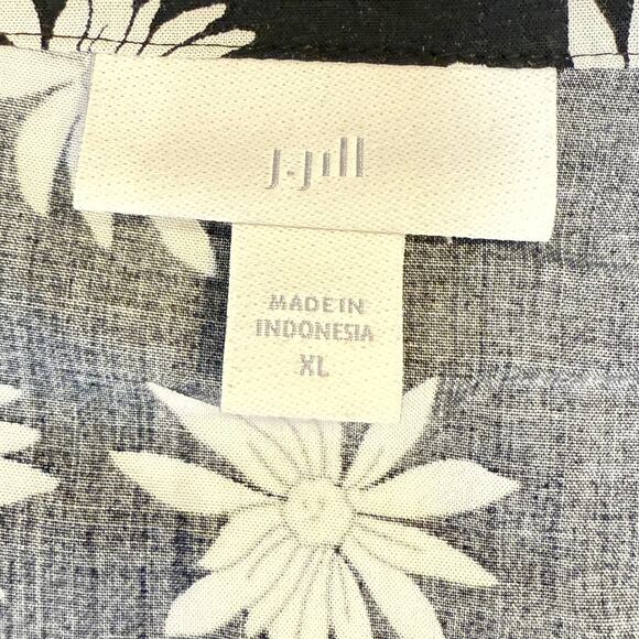 J. Jill XL black white floral babydoll midi dress whimsygoth cottage coquette - Picture 8 of 12